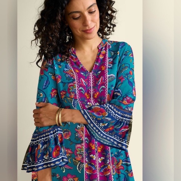 Soft Surroundings Allene Maxi Dress Floral Boho Pockets Women’s Med Petite - Picture 2 of 16